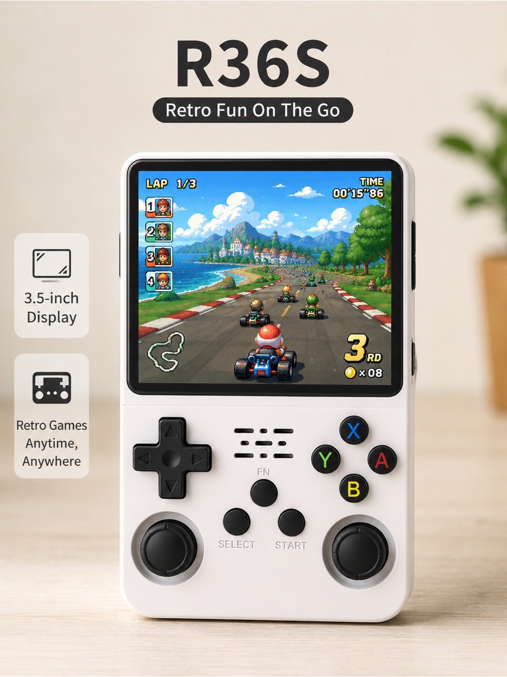 Handheld R36S Retro Gaming Console - White - Picture 7 of 12